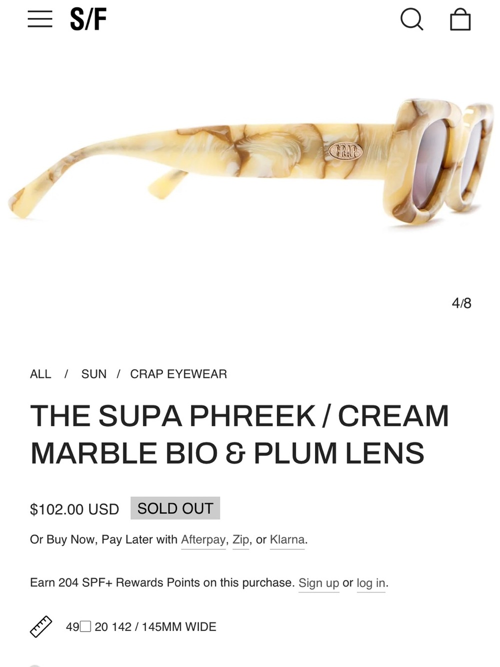 Crap Eyewear The Supa Phreek - Cream Marble Bio & Plum Lense - Picture 2 of 6